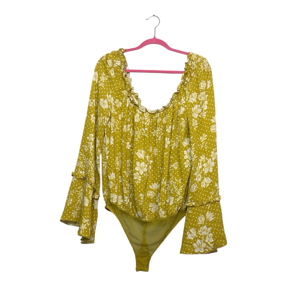 Women’s NWOT Free People Intimately One On One yellow floral bodysuit,size large